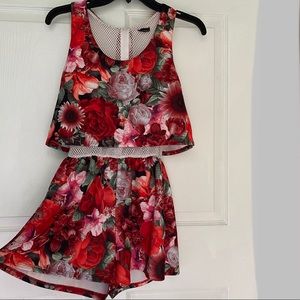 Red Floral Romper